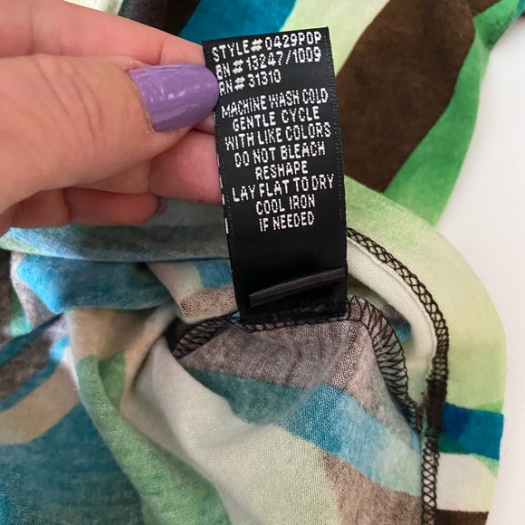 AB Studio knit top blouse top geometric abstract print 3/4 sleeves XL - Picture 10 of 16